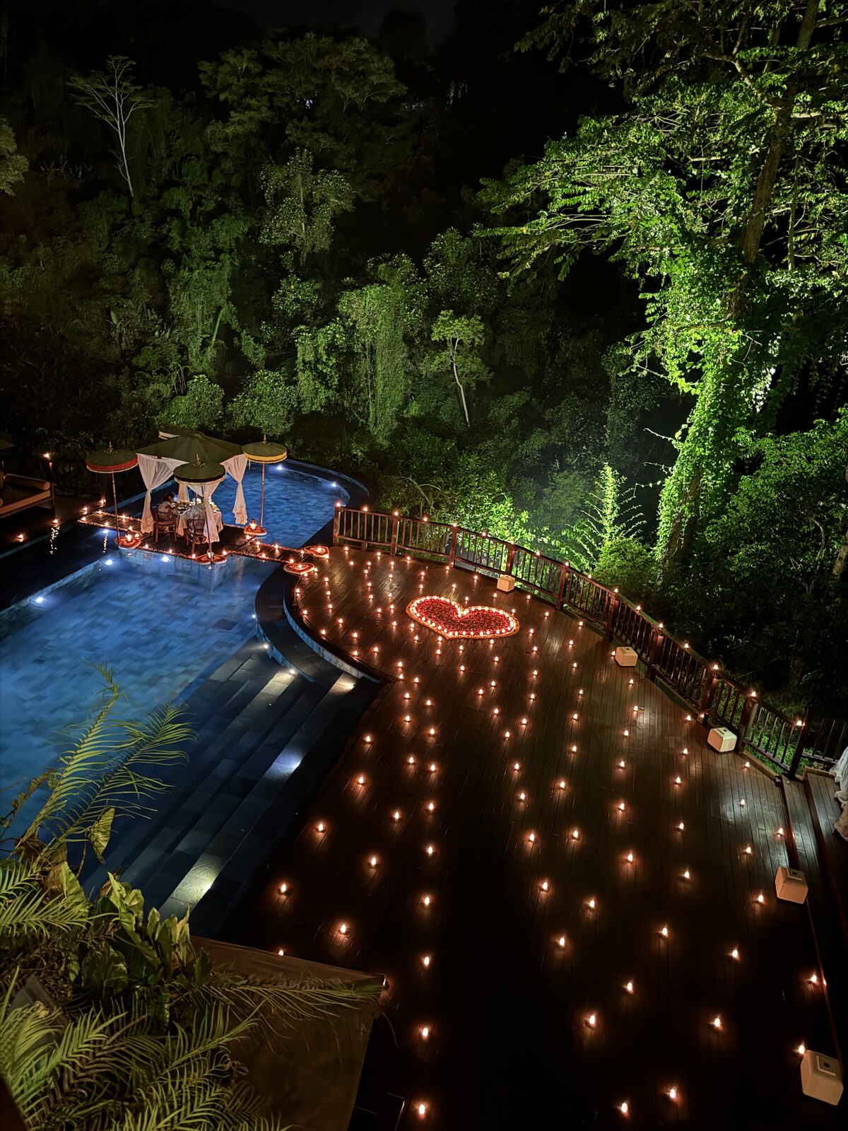 Cliffside infinity pool with frangipani over the ocean